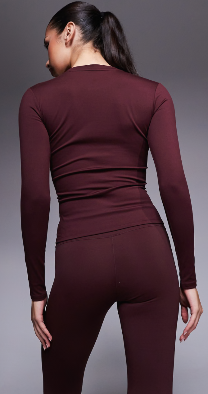 Nike - One Training - Top ajusté à manches longues en tissu Dri-FIT - Bordeaux
